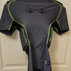 Men's Dark Gray Rash Guard with Green Trim